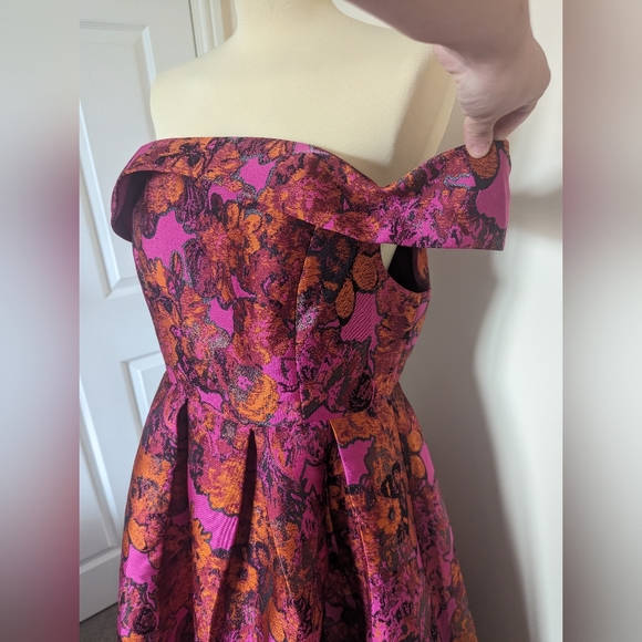 ASOS Bardot off the shoulder collar occasion midi dress size 16 stiff zip - Picture 3 of 6